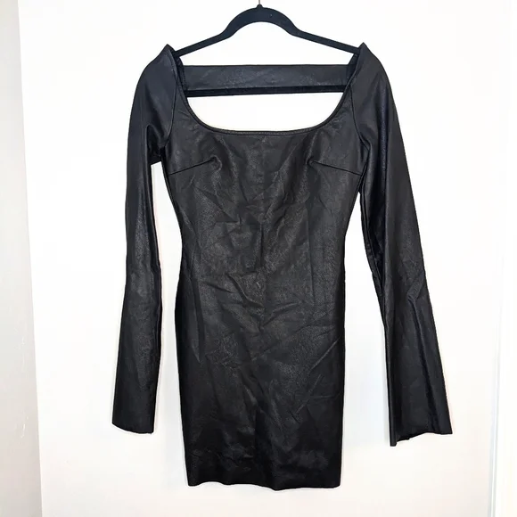 cross back cami lace-up godet pu leather party mini dresses-black Velvi - Everly Corset Mini Dress - Black Lace